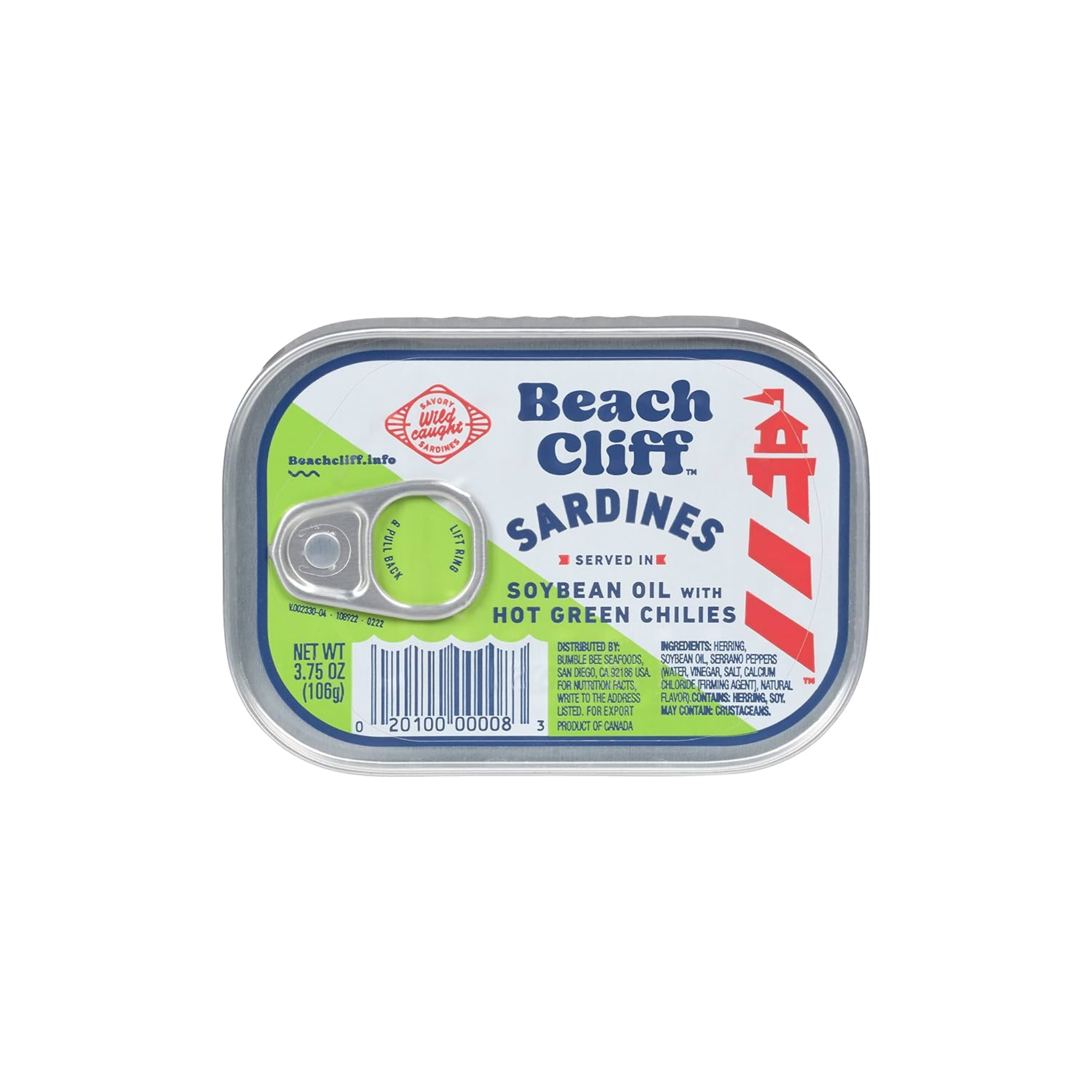 Beach Cliff Sardines in Soybean Oil w/ Hot Chilies 3.75oz