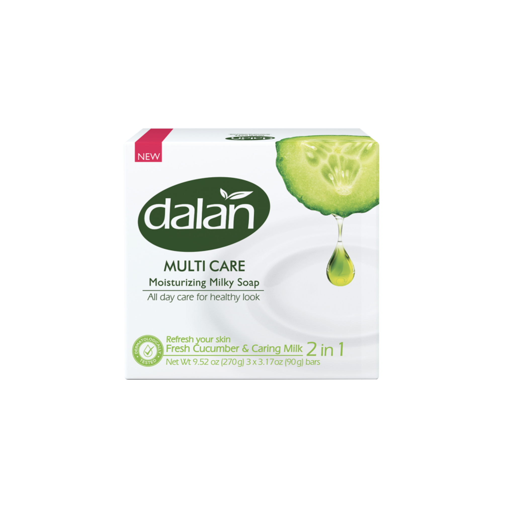 Dalan Multi Care Fresh Cucumber Cream Soap Bar 90g 3ct