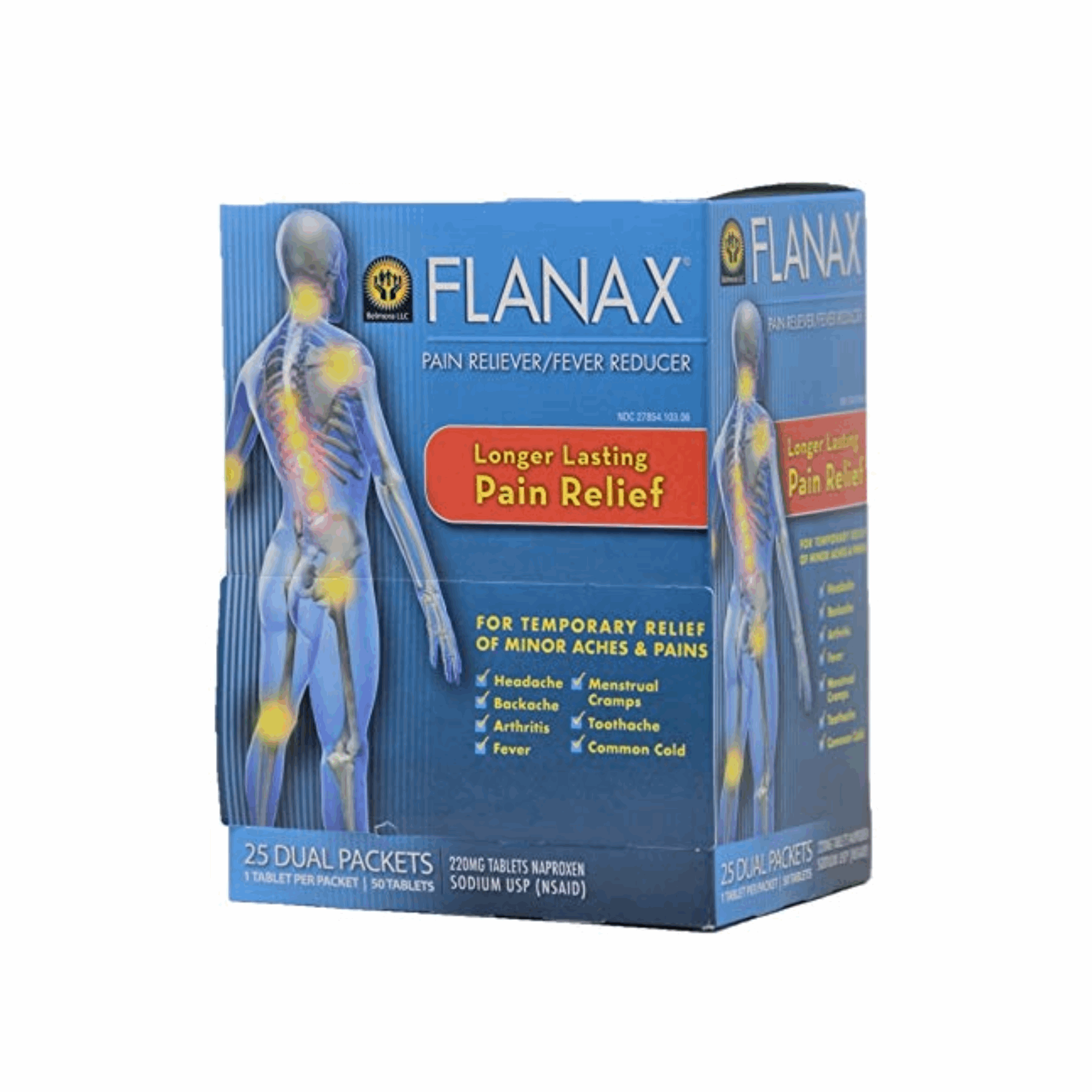 Flanax Pain reliever 220mg 25 Packets of 2 Tablets