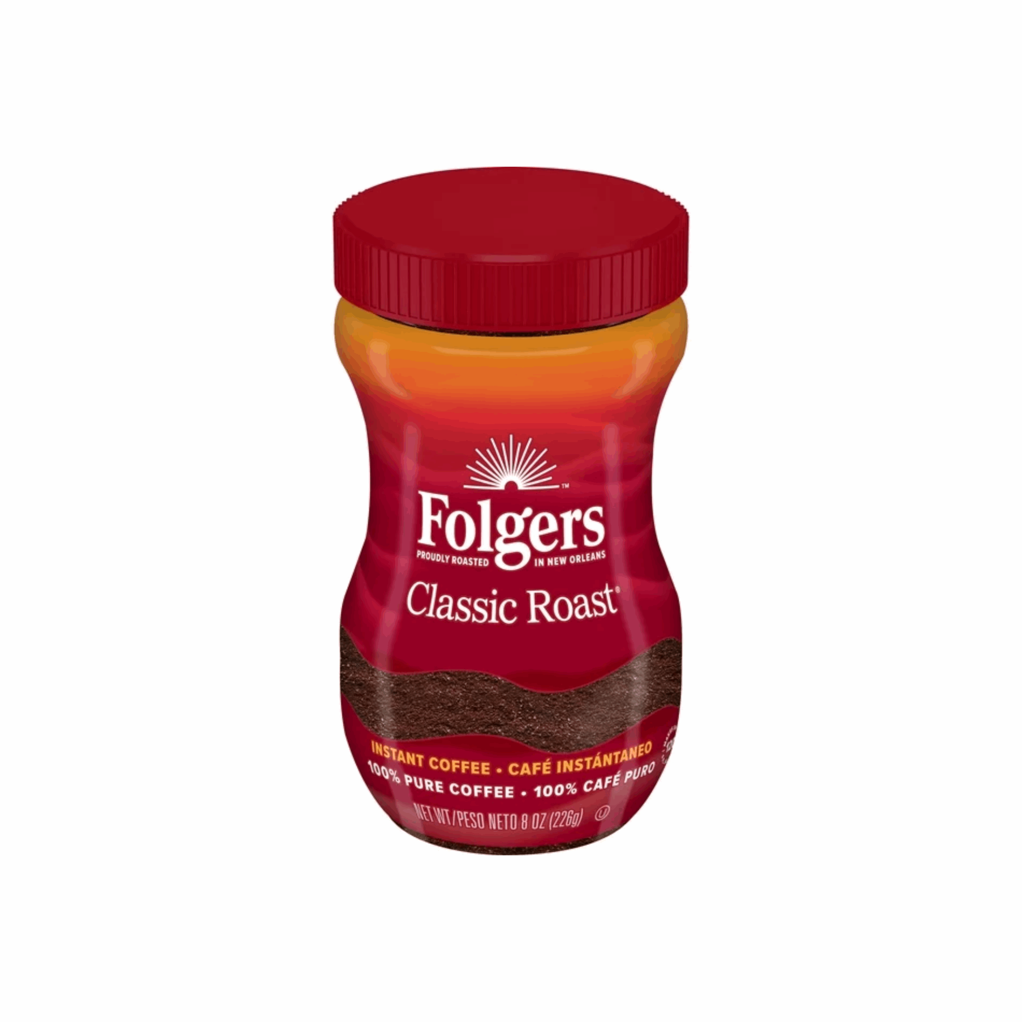 Folgers Classic Roast Instant Coffee 8oz (Case of 6)