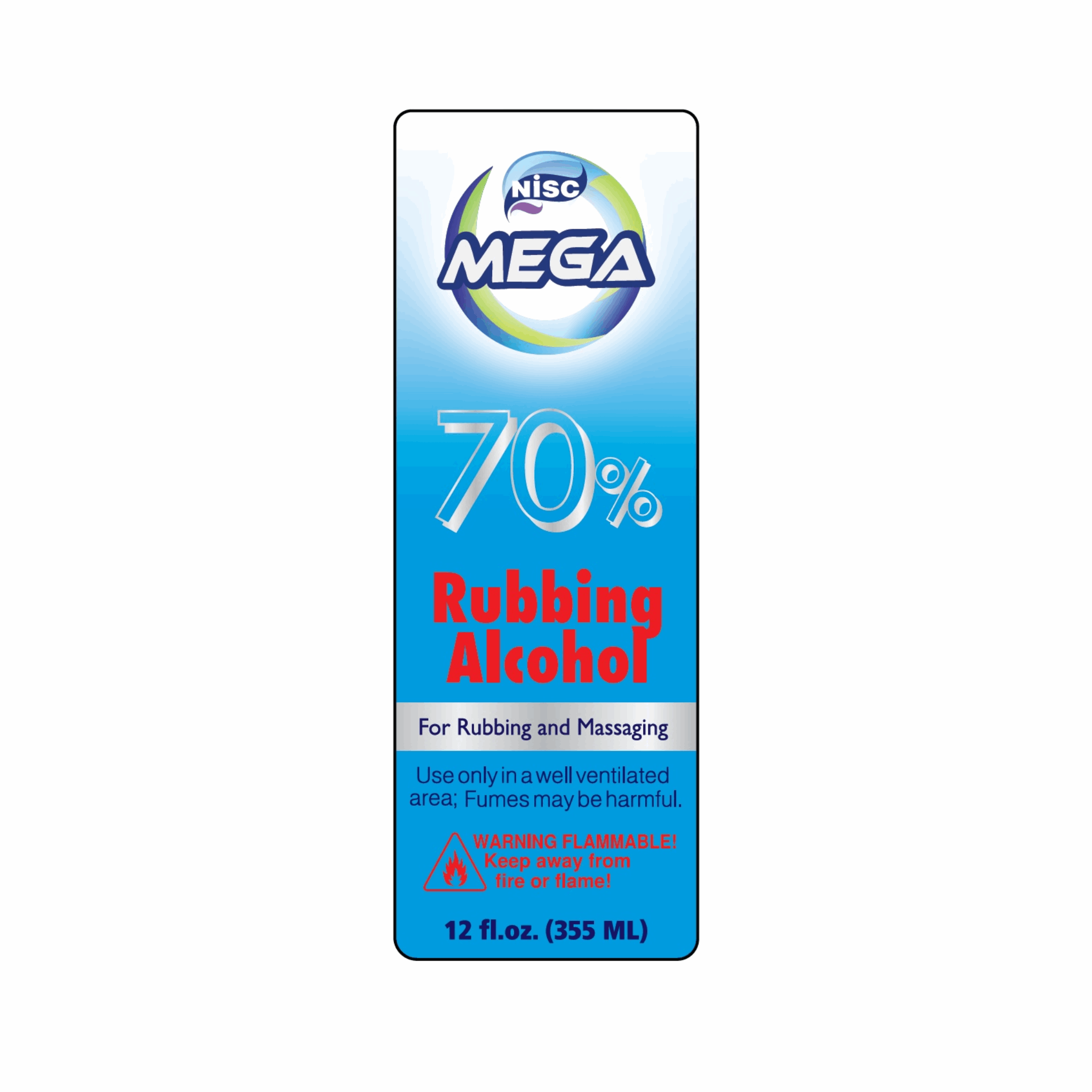 Mega 70% Rubbing Alcohol 12oz (Case of 24)