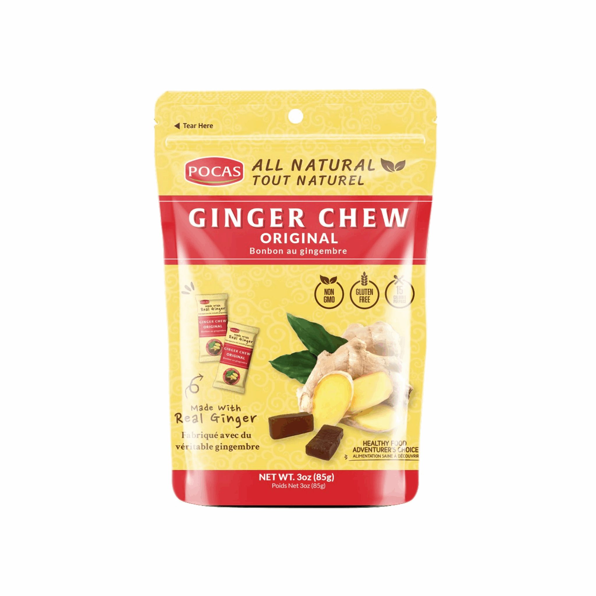 Pocas Ginger Chew Original 3oz (Case of 24)