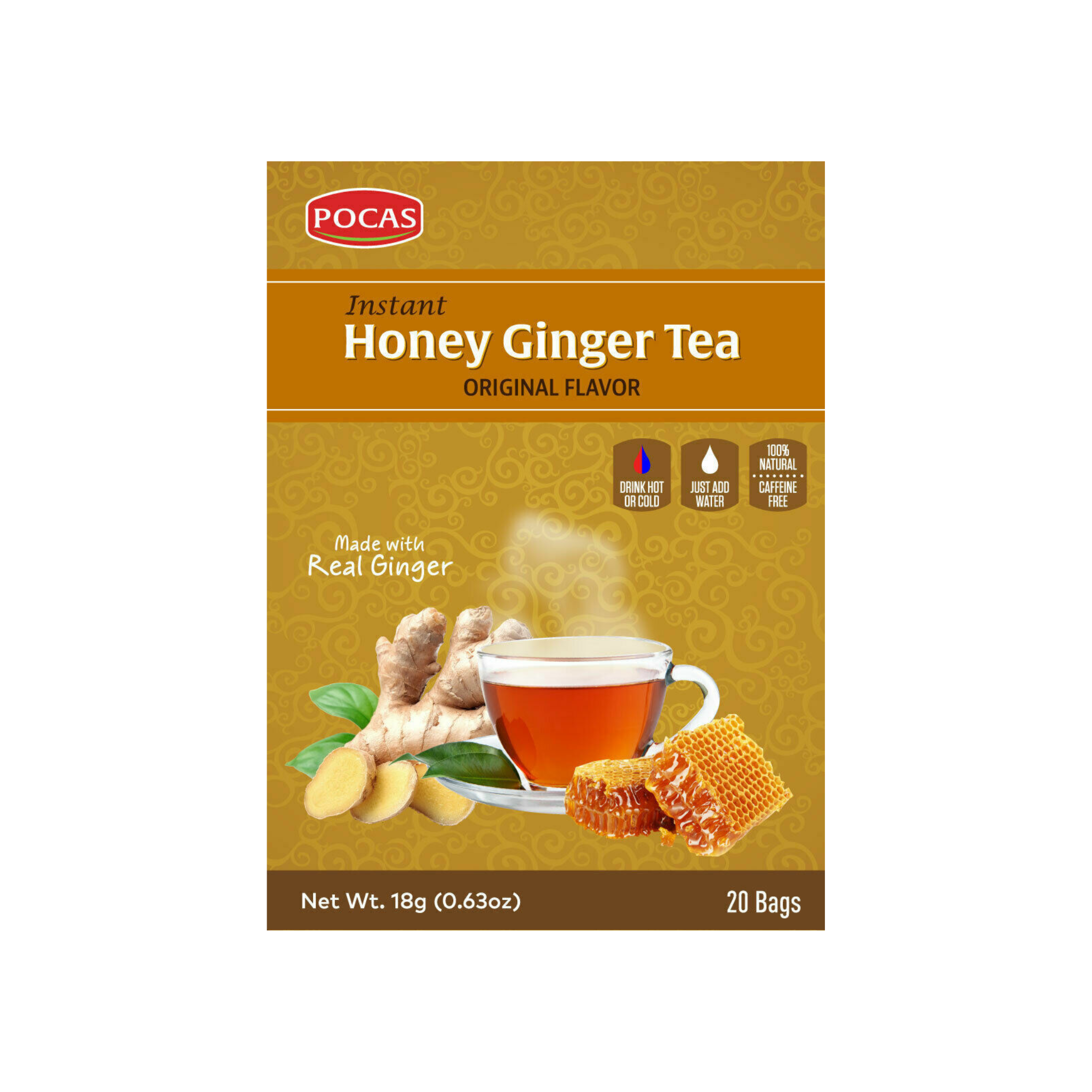 Pocas Instant Honey Ginger Tea - Original 20ct