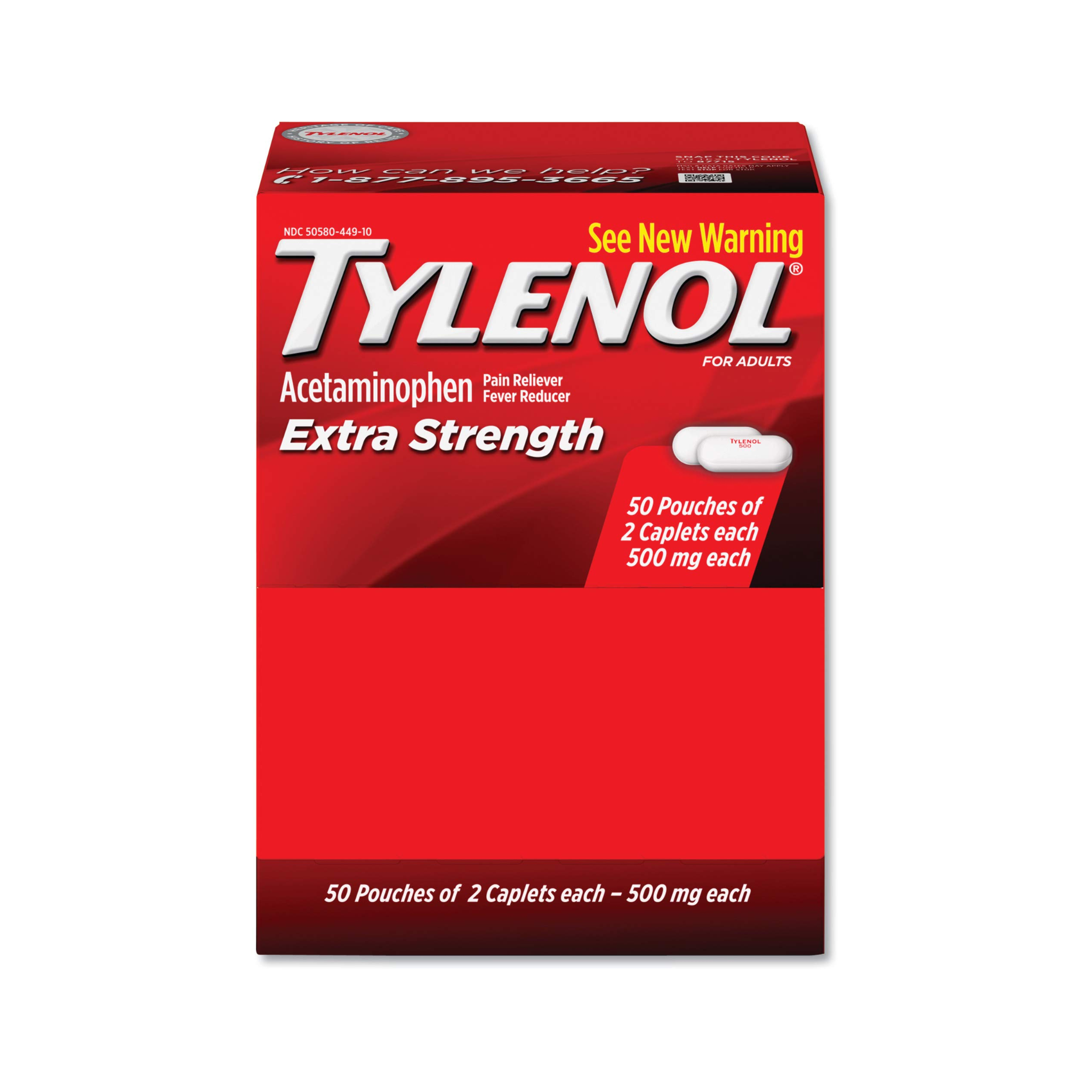 Tylenol Extra Strength 50 Packets of 2 Caplets