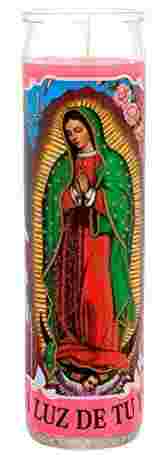 Religious Candle Guadalupe Pink