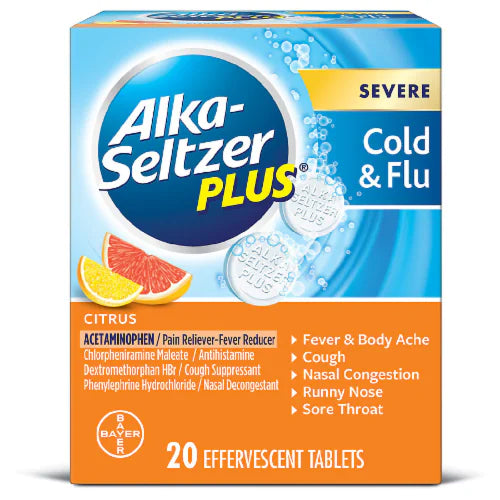 Alka-Seltzer Plus Severe Cold & Flu Citrus Tablets, 2x20ct, 40 Count